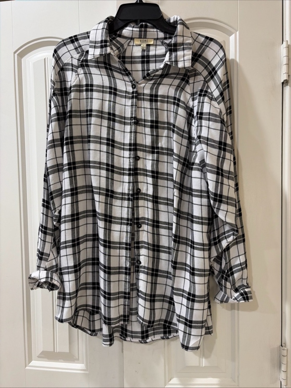 Kori Black and White Plaid Button-Down Shirt